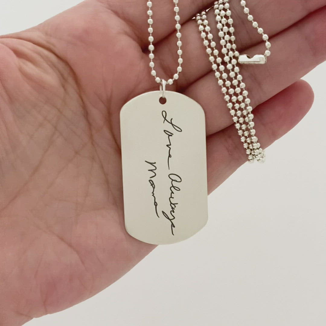 Men's Custom Engraved Dog Tag Necklace | Caitlyn Minimalist Sterling Silver / One Side