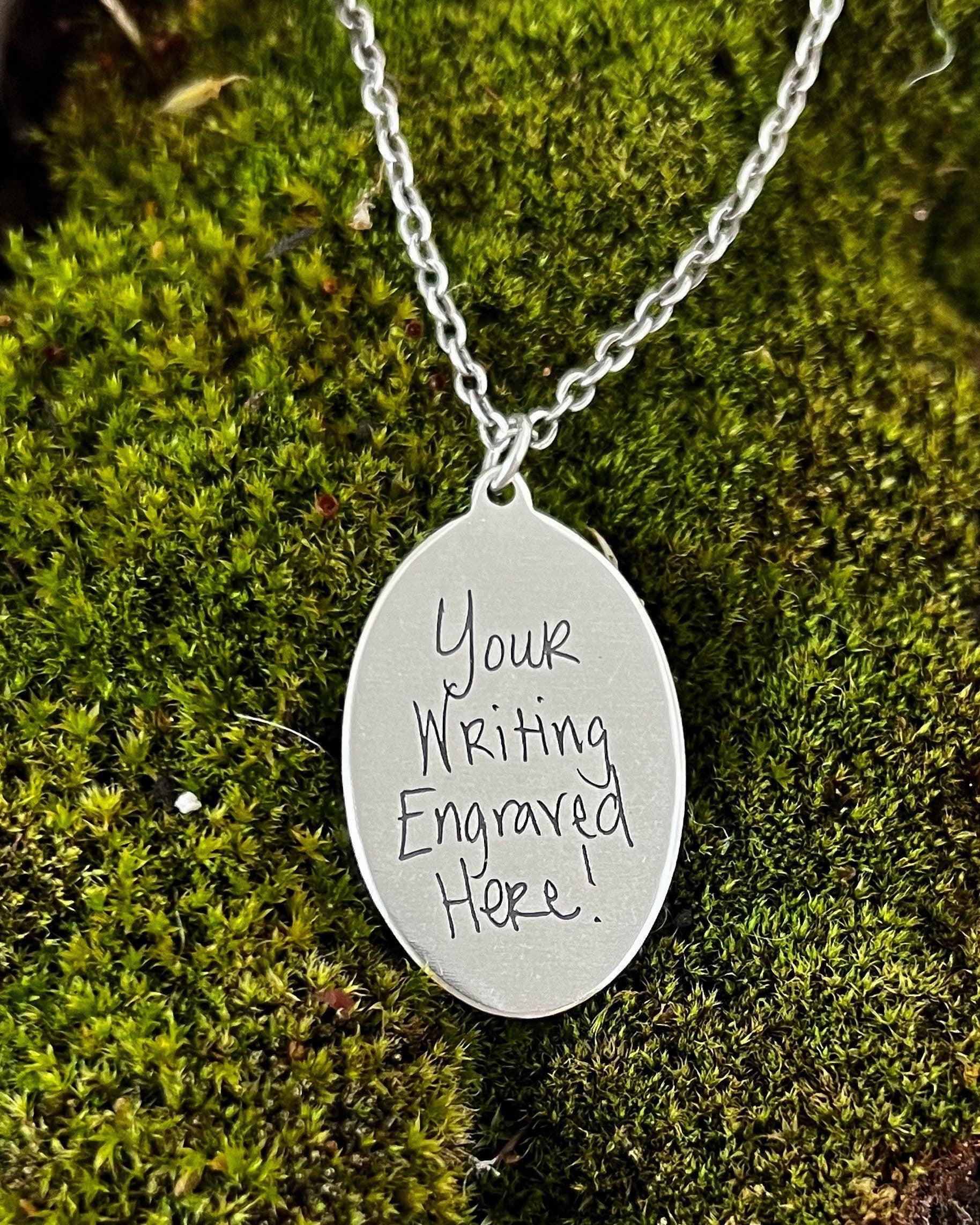 Writing on sale on necklace